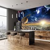 AMUGISH Outer Space Adventure Wall Mural – Stunning Space Scene Wallpaper with Planets, Stars, and Galaxies, Unpasted - Ideal for Kids' Rooms, Bedrooms, Playrooms - 79''W x 61''H Unpasted