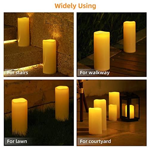 Nomfix Ivory Large Outdoor Solar Powered Candles Waterproof, 4”X10” Solar Led Candles With Dusk To Dawn Timer, Solar Pathway Lights For Backyard Porch Balcony Party Decor-2Pack #TOP5