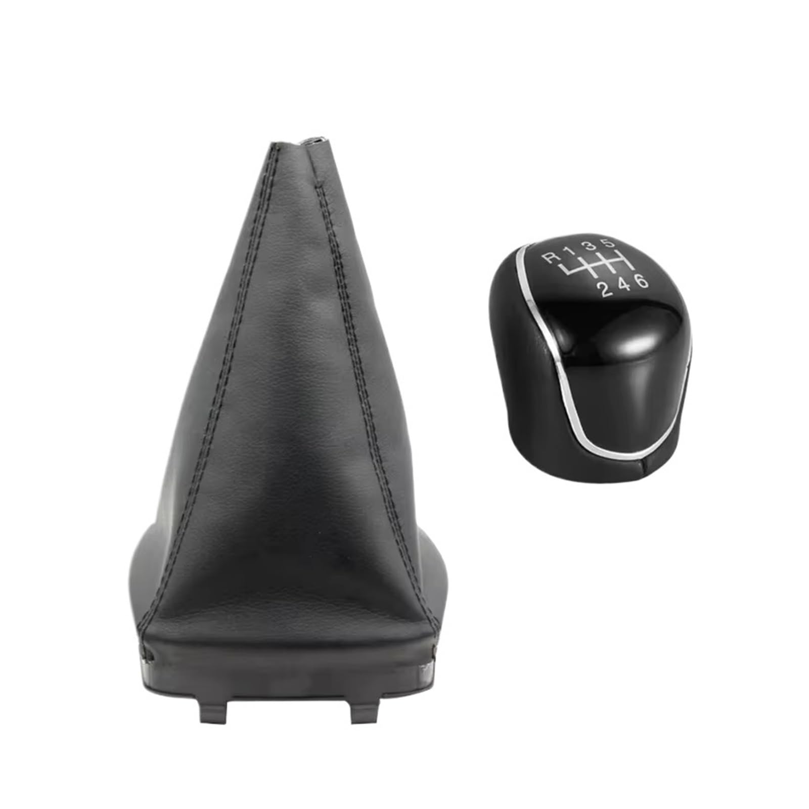 Qwqaab Black 6 Speed 2Pcs Manual Gear Knob For Mondeo 4 Mk4 Iv 2007-2014 Manual Gear Shift Knob Pu Gaiter Boot Cover Collar Interior Shifter(Black 6 Speed 2Pcs)