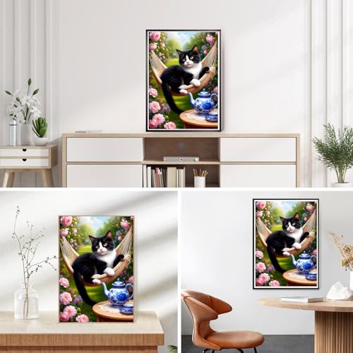 DPHERO Hammock Cat Diamond Painting Kits for Beginners Adults,5D DIY Teapot Diamond Art Kits,Round Full Drill Garden Gem Art Crafts Kits,DIY Painting by Numbers for Home Wall Decor 12x16 inch - Image 2
