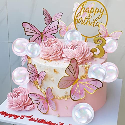 Memovan Balls Cake Topper, 16Pcs Colorful Bubble Pearl Balls Cake Cupcake Insert Topper Bubble Ball Cake Cupcake Decorations For Diy Birthday Party Baby Shower Wedding Anniversary Party Supplies #TOP4