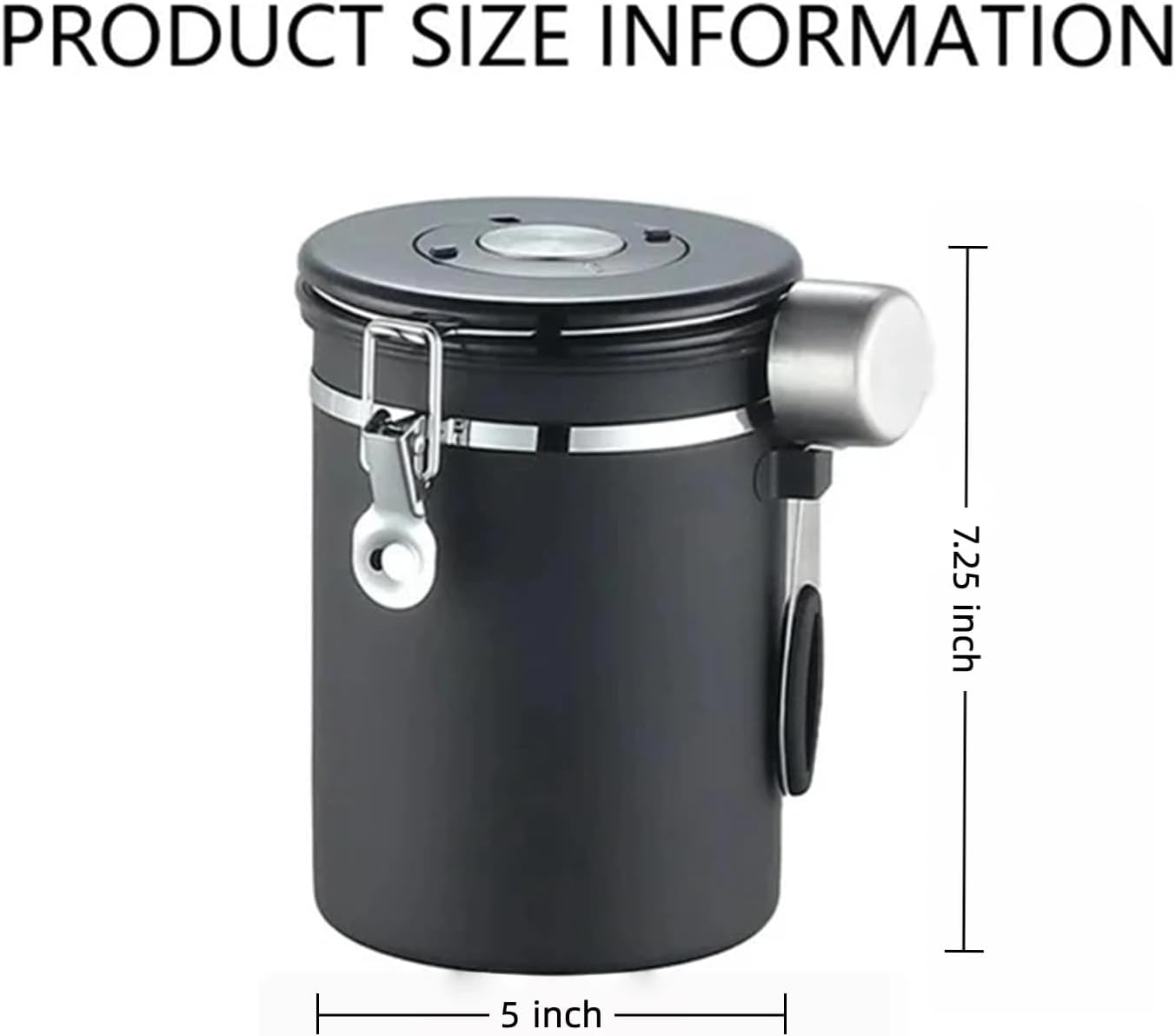 Coffee Airtight Canister, 60 fl oz Black Stainless Steel, Pantry & Storage for Coffee Beans, Rice, Tea, Sugar, Cereal, Flour