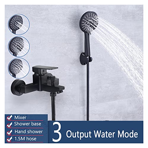 Robinet de douche noir mat mural avec mitigeur double commande pour salle de bain - 5
