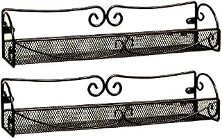 DecoBros 2 Pack Wall Mount Single Tier Mesh Spice Rack, Bronze
