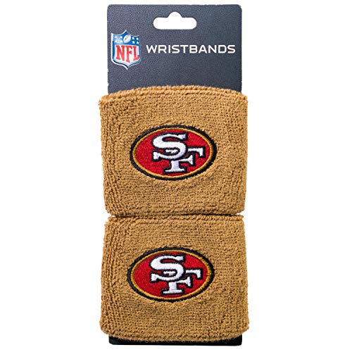 Image of NFL San Francisco 49ers Franklin Sports San Fracisco 49ers Embroidered Wristbandsnfl Embroidered Wristbands, Gold, One Size Fits Most (Pack of 6)