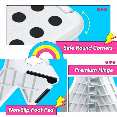 Image of Delxo 9 Inch Folding Step Stool,White Step Stools for Kids Foldable,Portable Collapsible Step Stool with Handle, Folding Stool for Kitchen Bathroom,Bedroom,Garden