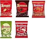 Italian Gourmet Rossana Bonbons Mix 5 Sorten (Original, Schoko, Salted Caramel, Pistazie, Kokos) italienische gefüllte Hartbonbons, Geschenk & Vorrat) + Italian Gourmet Polpa