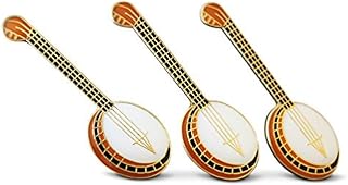 3-Piece String Banjo Guitar Musician Lapel or Hat Pin & Tie Tack Set with Clutch Back by Novel Merk