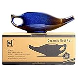 HealthGoodsIn - Porcelain Ceramic Neti Pot for Nasal Cleansing with 10 Sachet Neti Salt and Instructions Leaflet, Elegant Blue Gradient Color
