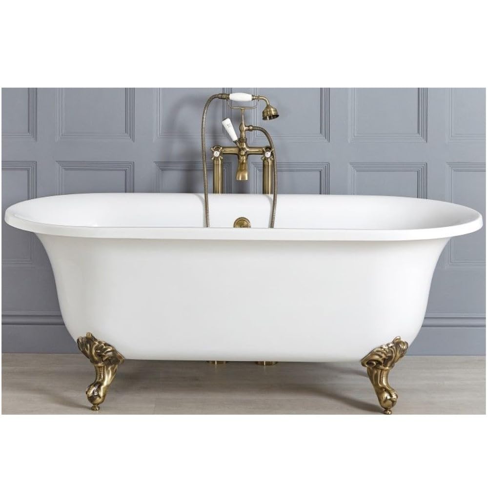 Milano Richmond White 1730mm x 780mm Freestanding Roll Top Bath Gold Ball Claw Feet