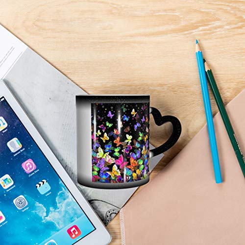Colorful Butterfly Color Changing Ceramic Coffee Mug Magic Tea Cup Heat Sensitive Unique Novelty Funny For Women Girls Gift #TOP5