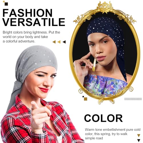 Image of Geyoga 6 Pcs Chemo Headwear for Women Pre-tied Head Scarf Headwrap, Sequin