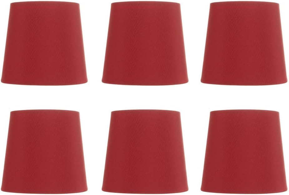 Upgradelights Red Four Inch Tapered Drum Clip on Chandelier Lampshades (Set of Six)