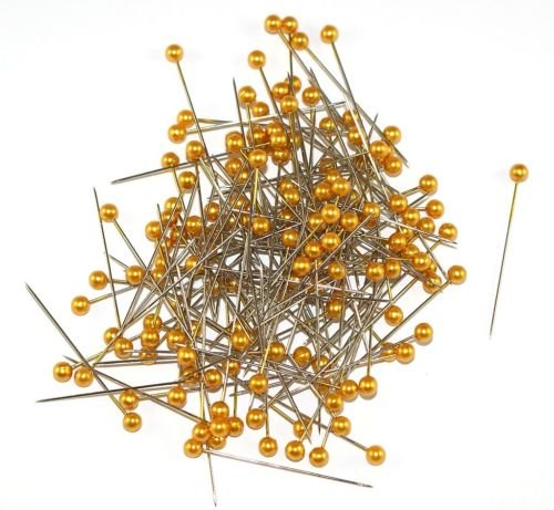 144 spilli gialli per sartoria con testa di perla