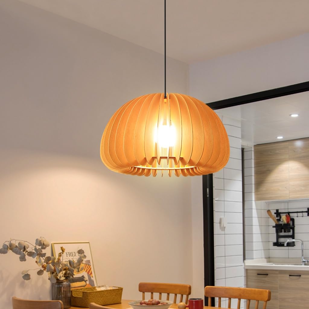 Suspension en bois massif sculpté lustre de salon haut de gamme en E27