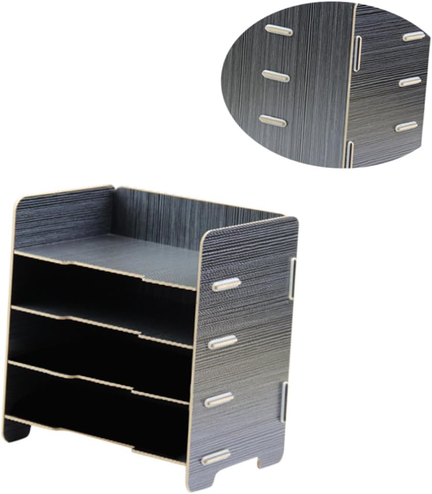 Elevate Your Office Wooden File Stand 4-Layer File Organizer Desktop Storage Rack Office Supplies