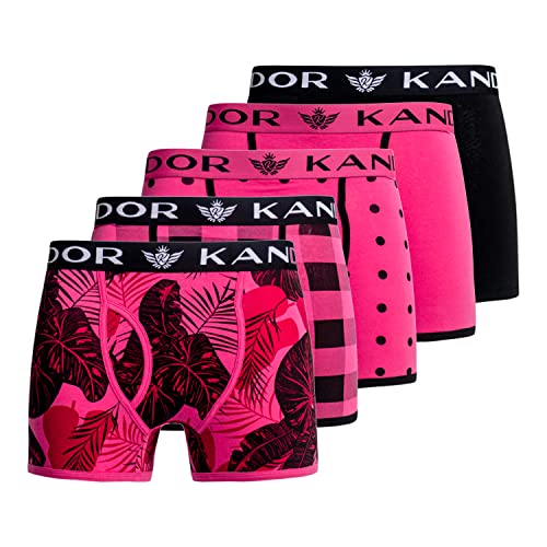 Kandor Calzoncillos tipo bóxer para hombre (paquete de 5) coloridos, multicolor, transpirables, para hombre, Rosa-st, M Cover