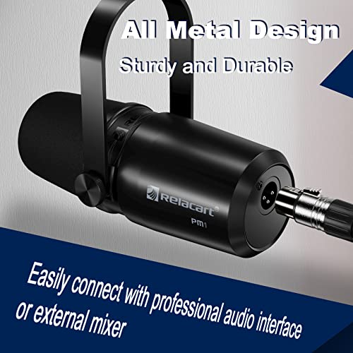 Relacart Pm1 Cardioid Dynamic Microphone For Singing, Live Streaming, Vocal Recording, Xlr Podcast Microphone,Voice Isolation Technology,All Metal Construction (Black) #TOP4