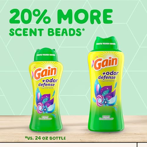 Image of Gain Odor Defense In-wash Scent Booster, Super Fresh Blast scent, 30.1 OZ, 2 in 1 Freshness plus Odor Protection, laundry scent beads