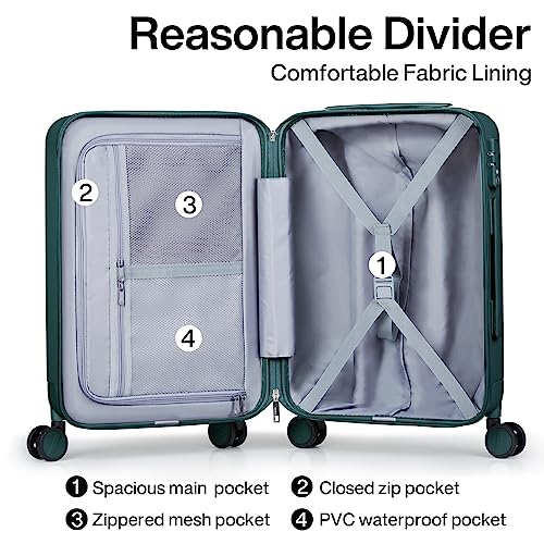 Hanke Carry On Luggage 22X14X9 Airline Approved Spinner Wheels Hard Shell Suitcases For Women & Men Tsa Luggage Travel Suitcase Rolling Light Weight Luggage 20 Inch(Blackish Green) #TOP4