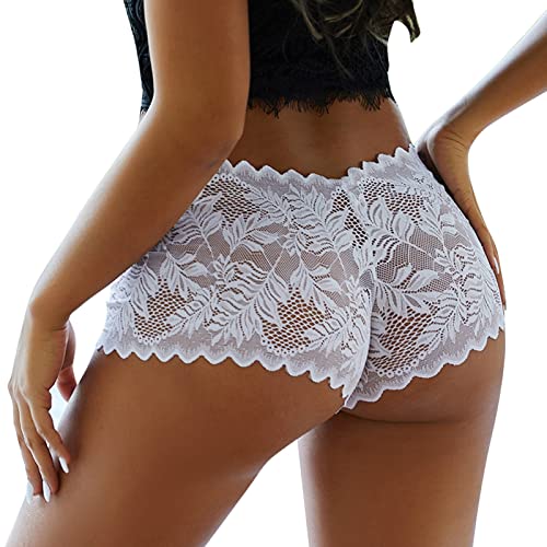 Womens Daddy Lingerie Women Lace Boyshort Sexy Floral Panties Low Rise Underwear Ladies Comfortable (White, S) #TOP5