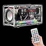 Soldering Practice Kits, FM Radio Bluetooth Speaker Kit, Electronic Project kit, Remote Control Mini Home Sound Amplifier DIY Kit with Digital Display and Colorful LED Lights(Transparent)