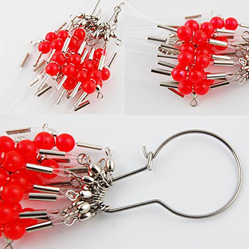 Fishing Leaders Tackle Rigs 12PCS High Strength Wire Trace Leader 2 Arm Fishing Rigs with Swivels Snaps Beads Fishing Line Tackle for Lures Bait Hooks Rig