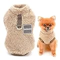 SMALLLEE_LUCKY_STORE Pet Sherpa Fleece Jumper Vest Sweaters Turtleneck Pullover with D-ring Soft Sweatshirt for Small Dogs Cat Puppy Boy Girl Yorkie Chihuahua Warm Fall Winter Clothes,Brown,L