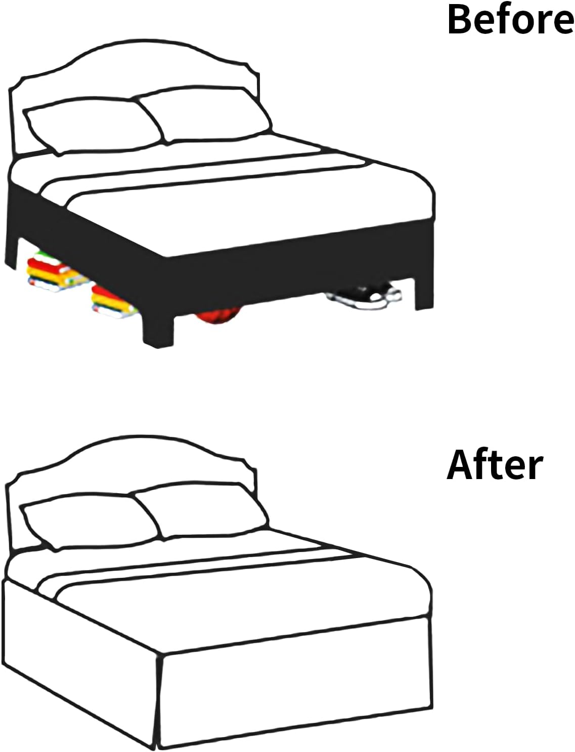 FALUCA Soft Cozy French Linen Bed Skirt with Pleated Frills - 14" Tailored Drop Dust Ruffle for Farmhouse & Modern Bedrooms, Breathable Linen-Cotton Blend, Easy-Fit Beddingy, (14" Queen, Linen)