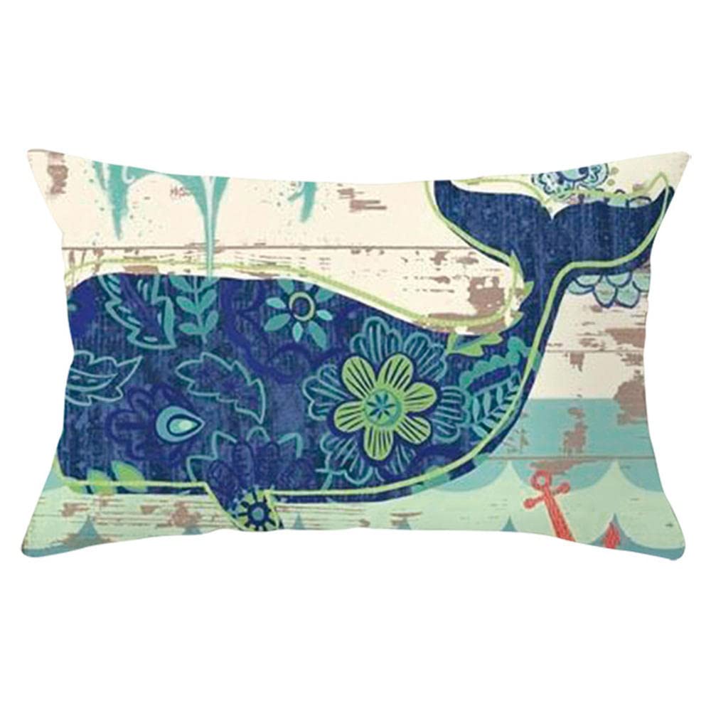 Throw Pillow Case Pack of 1 Decorative Square Cushion Covers 28x36inch Double Sided Velvet with Invisible Zipper for Sofa Couch Bedroom Throw Pillow Cover 70x90cm(Whale sea animal R764)