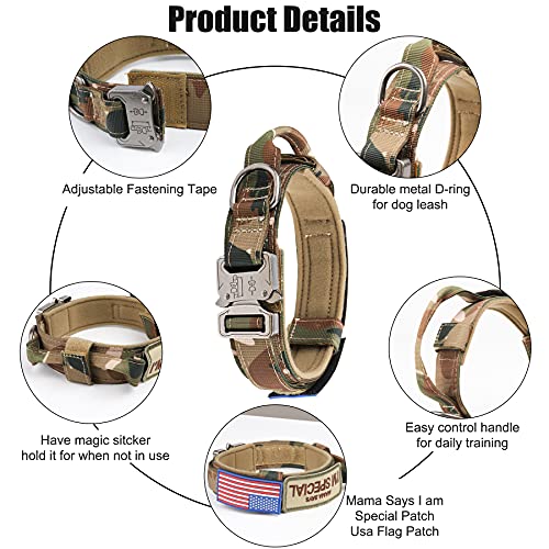 Tactical Dog Collar KCUCOP Military Dog Collar with 2 Patches 1.5