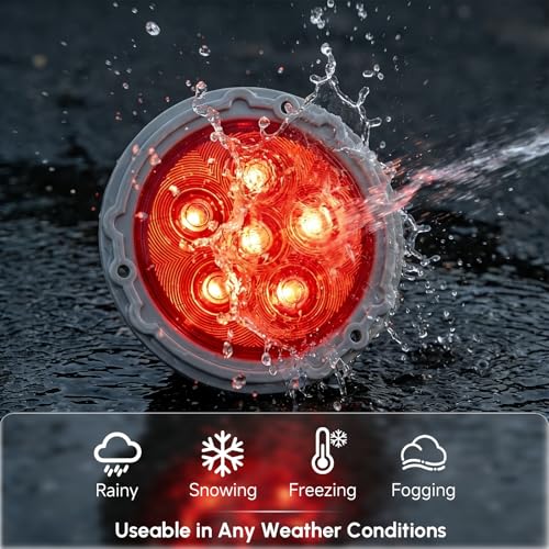 2PCS Luces traseras rojas LED redondas 4 pulg para camión miniatura 5