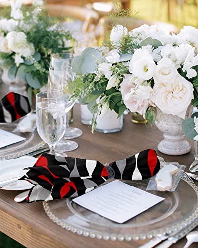 Cloth Napkins 20 X 20 Inch Set Of 4 Geometric Stripes Soft Comfortable Reusable Paper Napkins Grey White Red Black Chevron Washable Dinner Napkins For Parties Event #TOP1