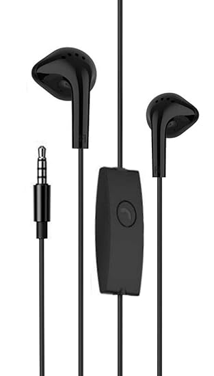 kd craft?s Wired Black Original Earphones with Mic, Headphones Original Compatible With Samsung, Android And iOs Mobile Phone ear phones for girls, earphone for gaming on mobile and laptop(3.5mm Jack)