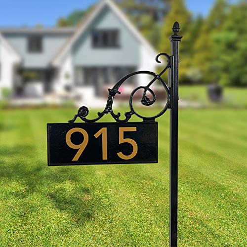 image for ADDRESSES OF DISTINCTION Black Charleston Address Post with Reflective