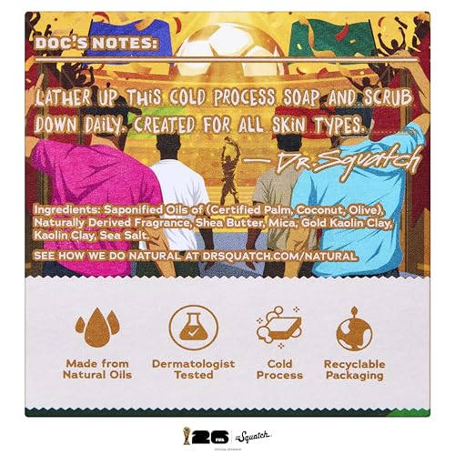 Dr. Squatch Natural Men’s Bar Soap, FIFA Soap (5oz, 3-Pack) | Limited Edition, Cold Process Body Soap Bar with Natural Oils, Gifts for Men (Golden Glory) - image 8