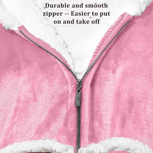 Image of Oversized Wearab Blanket Hoodie, Cozy Flannel Blanket with Sleeves and Zipper for Women, Mens, Teens