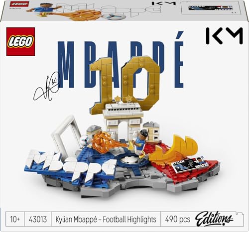 LEGO Editions Kylian Mbappé – Best of - Jeu Football - Maquette 3D avec Minifigurine Collector - Décoration de Chambre d'enfant - Cadeau dès 10 Ans pour Garçon, Fille ou Adulte Fan de Sport 43013