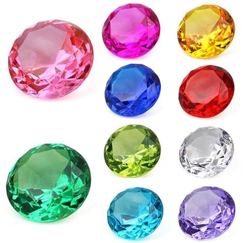 Pierres précieuses en acrylique multicolores de 1,6 pouces pour chasse au trésor