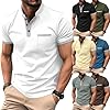 White T Shirt Men Summer Oversized Short Sleeve Solid Color Stylish Round Neck Henley Shirt with Pocket Button Down Casual Shirts Breathable Lighweight Comfy Daily Sport Running Tshirt T-Shirt #1