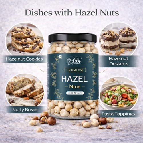 Image of LILA DRY FRUITS Hazelnuts 500 Grams | Roasted & Unsalted Hazel Nuts | Delicious Nut Snack for Baking and Snacking | Rich in Protein and Fibre | Premium Exotic Nut Dry Fruit Perfect for Giftings