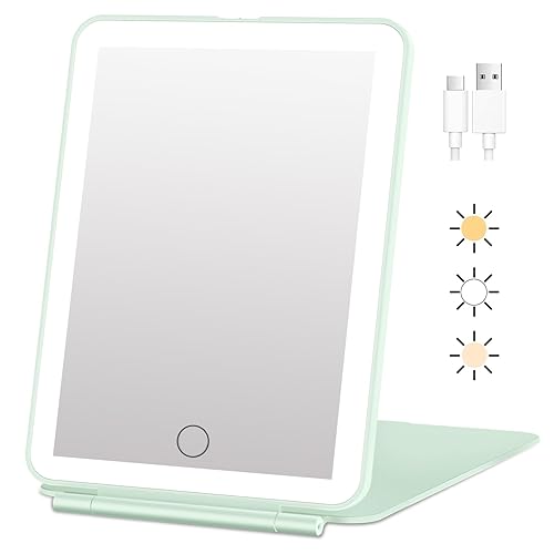 Miniatura 12 de FUNTOUCH Espejo de Maquillaje de Viaje Recargable con Luces y Espejos de Aumento 10X, Espejo de Tocador Iluminado Portátil con 80 LED, Batería
