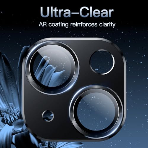 Image of JETech Camera Lens Protector for iPhone 15 6.1-Inch and iPhone 15 Plus 6.7-Inch, Full Coverage 9H Tempered Glass Ring Cover, Matte Metal Plate, Case Friendly, 1-Pack (Midnight)