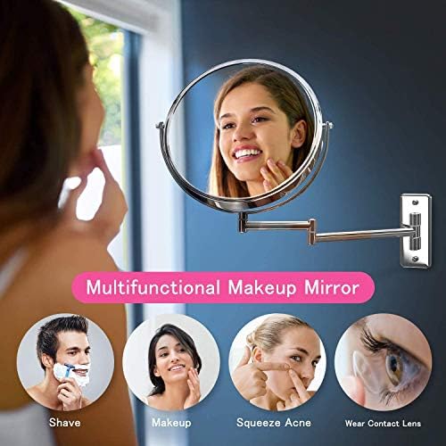 Gospire Upgraded 9-Inch Enlarged Wall Mount Makeup Mirror with 5X Magnification Double-Sided Swivel MirrorPolished Chrome Finished