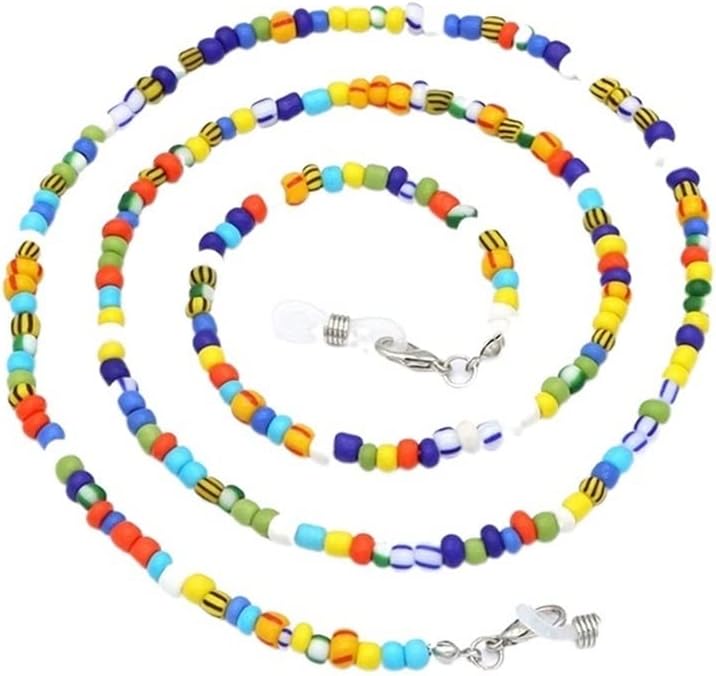 HOOENG Chains Eyeglass Strap for Women Colorful Beaded Face Mask Lanyard Stylish Eyewear Retainer Sunglass Straps (Color : 04, Size : 1)