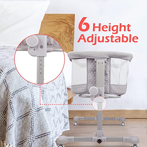 Hahasole Bedside Sleeper For Baby, Portable Bassinets For Safe Co-Sleeping, Easy Assemble Baby Crib With Storage Basket & Mosquito, Adjustable Bedside Bassinet For Newborn #TOP3