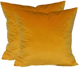 TangDepot 2-Pack Super Soft Velvet Pillow Covers, 20x20 Gold