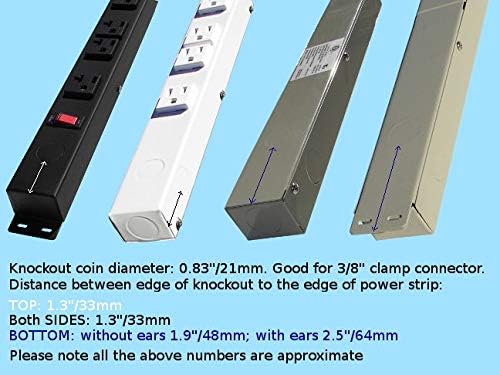 X1 12" Hardwired Power Strip, 4 Vertical Tamper Resistant Outlets (NEMA 5-15R), Mountable with Ears on Both Ends