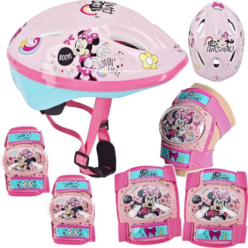 alles-meine.de GmbH 5 TLG. Set Kinderhelm & Knieschützer & Ellenbogenschützer - Minnie Maus/Maus - Fahrradhelm - Gr. 52-56 cm - Circa 3 bis 15 Jahre - Größen verstellba..
