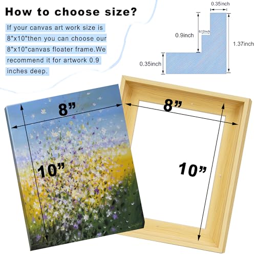 Image of 8x10 Canvas Floater Frame for 0.6-0.9 inch Deep Painting,Light Brown